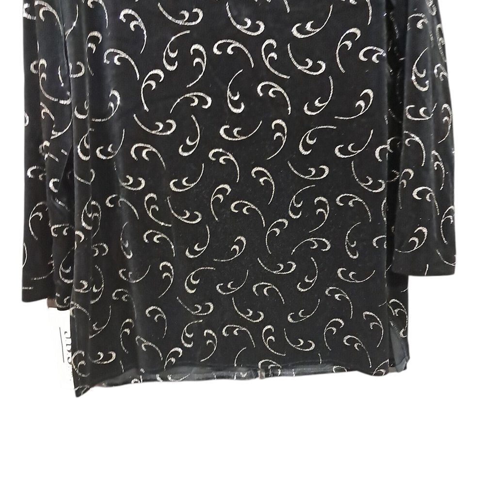 Vintage J.B.S. LTD Black Velvet‎ Silver Sparkle Swing Jacket Size Large Buttoned - Picture 6 of 10